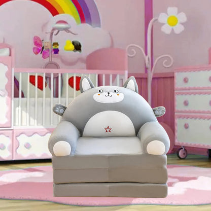 Plush Foldable Kids Sofa Backrest Armchair 2 In 1 Foldable Children Sofa Cute Cartoon Lazy Sofa Children Flip Open Sofa Bed For