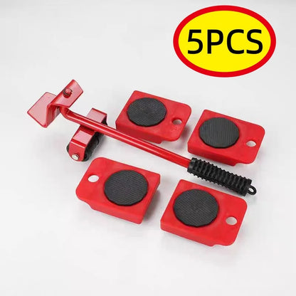 5PCS/set Furniture Mover Tool Set Heavy Stuffs Moving Roller With Bar Furniture Mover Lifter With Wheel Professional Moving Tool