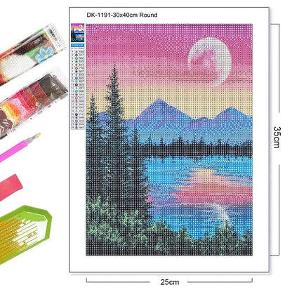 5D DIY Landscape Diamond Painting Kit Starry Sky Cross Stitch Diamond Embroidery Rhinestone Mosaic Art Home Decor Painting
