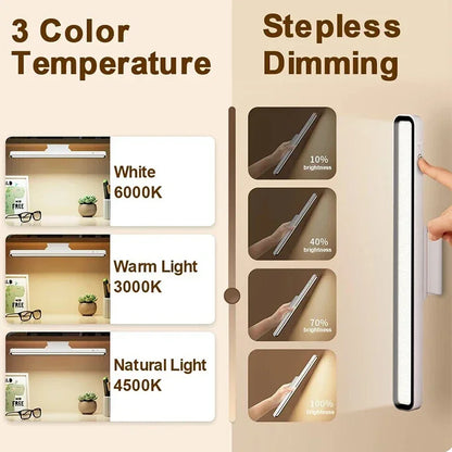 LED Desk Lamps USB Rechargeable Night Light Stepless Dimming Table Lamp Hanging Magnetic Bedroom Table Reading Learning Lighting