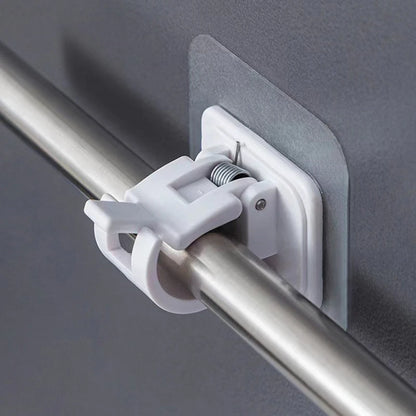 4PCS Adjustable Curtain Rod Holder Clamp Hooks Rod Bracket Holders Adhesive Wall Curtain Fixed Clip Hanging Rack Hook