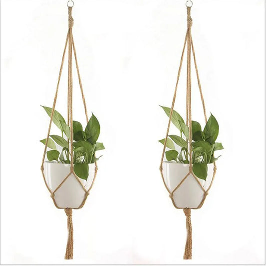 Gardening Green Plant Hanging Basket Cotton Rope Hanger Flower Pot  Handmade Macrame Pot Pocket Wall Boho Courtyard  Home Decor