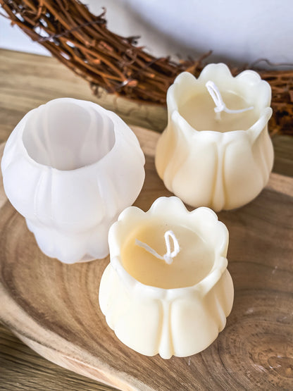 3D Tulip Flower Candle Mold Aromatherapy Candle Making DIY Handmade Soap Candlestick Resin Silicone Molds Home Decor Wedding Gif
