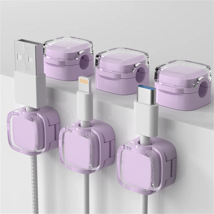 Transparent multi-color data cable fixed hook adhesive magnetic cable organizer
