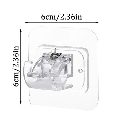 4PCS Adjustable Curtain Rod Holder Clamp Hooks Rod Bracket Holders Adhesive Wall Curtain Fixed Clip Hanging Rack Hook