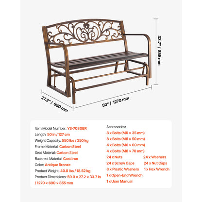 SucceBuy Outdoor Bench Wooden Metal Garden Bench for Outdoors 480 lbs Load Capacity Bench Outdoor Garden Park Bench