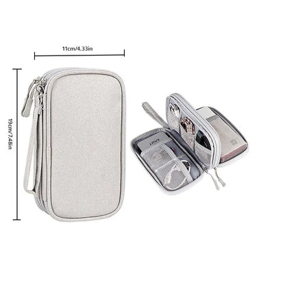 Portable Travel Digital Storage Bag - USB Cable Organizer Headset Charger Case in Grey/Black/Navy for Neatness And Convenience