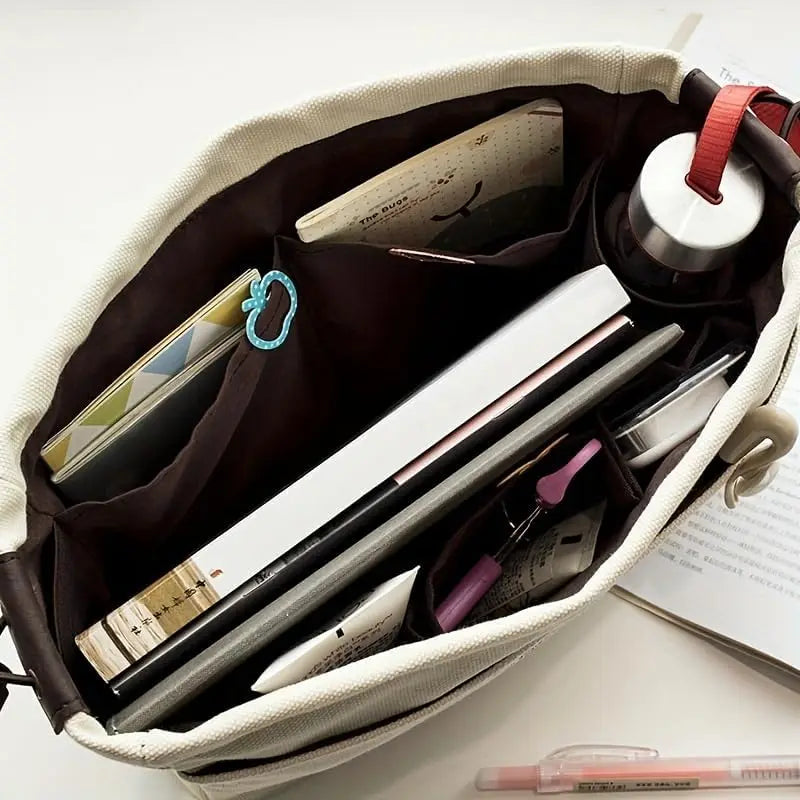 Canvas Cosmetic Storage Bag Waterproof Pouch Multi Compartment Travel Accessory Sturdy Purse Organizer for Home Gym Car Daily