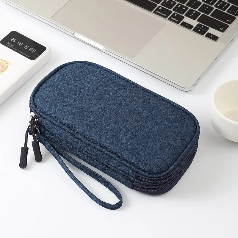 Portable Travel Digital Storage Bag - USB Cable Organizer Headset Charger Case in Grey/Black/Navy for Neatness And Convenience