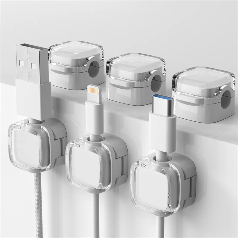 Transparent multi-color data cable fixed hook adhesive magnetic cable organizer