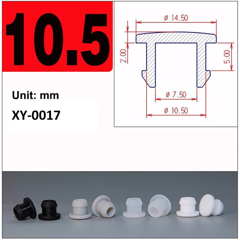 Silicone Rubber Caps T Type Plug Cover Snap-on Gasket Blanking End Seal Stopper 2.5mm-15mm Black/White/Gray/Transparent