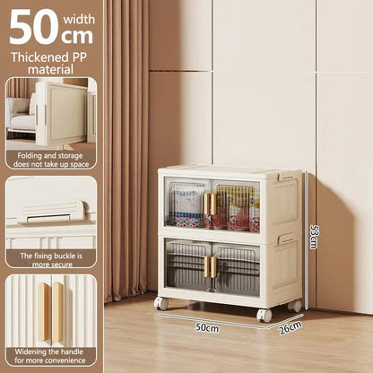 Folding Storage Cabinet Multi-Scene White/Black/Gray Home Office Kitchen Bathroom Multi-Functional Organizer with Doors