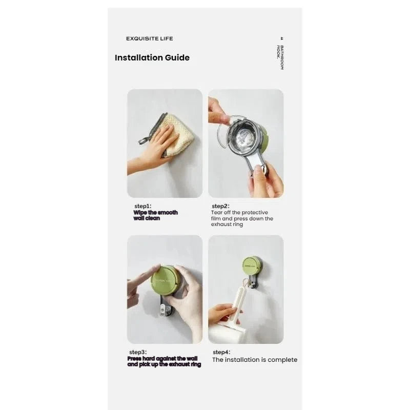 Suction Hooks Strong Vacuum Power Traceless No-Drilling Adhesive Hooks for Home Bathroom Kitchen Door Back and Toilet Area