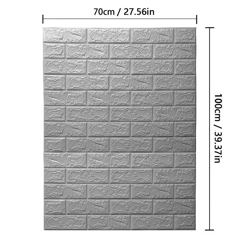 70cm*1M 3D Brick Pattern Wall Panels Wallpaper DIY Waterproof for Living Room Bedroom Kitchen Background Wall Decoration