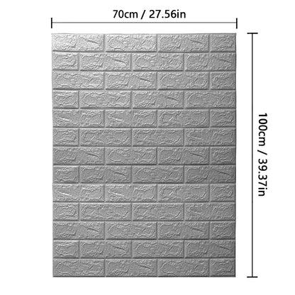 70cm*1M 3D Brick Pattern Wall Panels Wallpaper DIY Waterproof for Living Room Bedroom Kitchen Background Wall Decoration