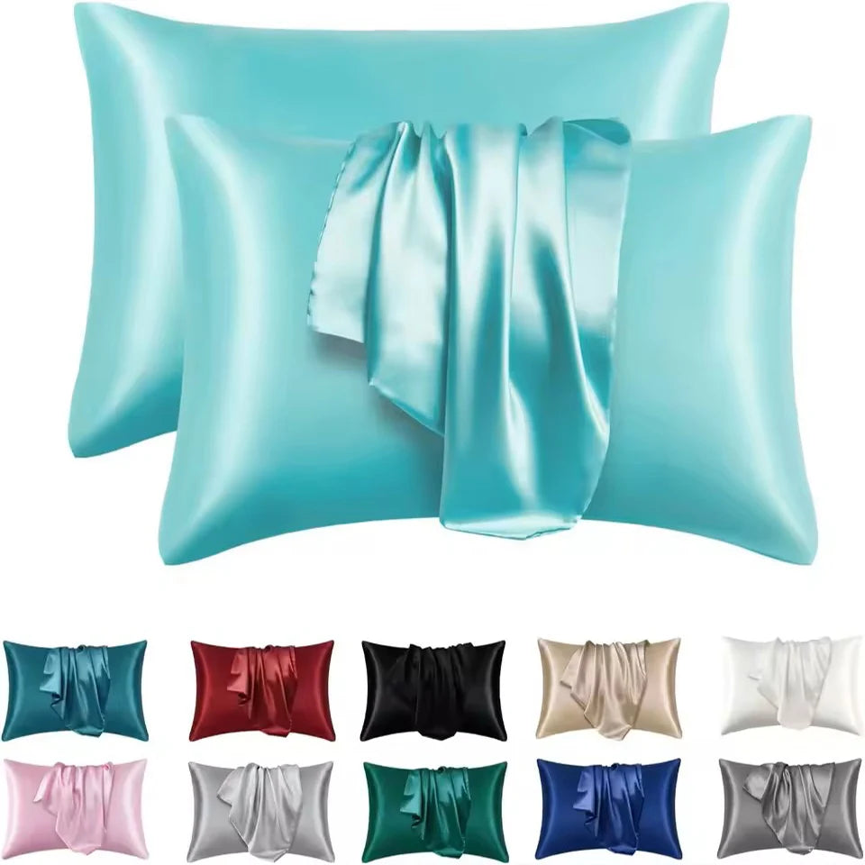 2pcs Satin Silk Pillowcase for Hair and Skin, Coral Pillow Cases Standard Size Set of Super Soft Pillow Case