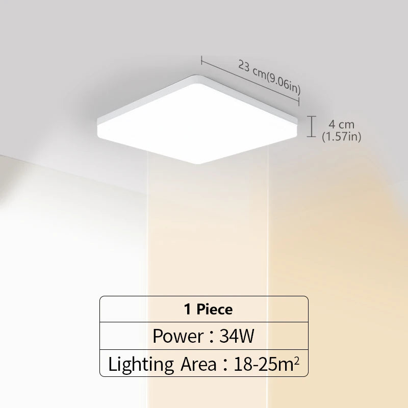 LED Ceiling Lights Square Neutral Light 16W 34W Interior Home Decor Simple Ceiling Lighting Bathroom Bedroom Kitchen Living Room