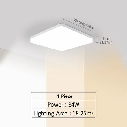 LED Ceiling Lights Square Neutral Light 16W 34W Interior Home Decor Simple Ceiling Lighting Bathroom Bedroom Kitchen Living Room