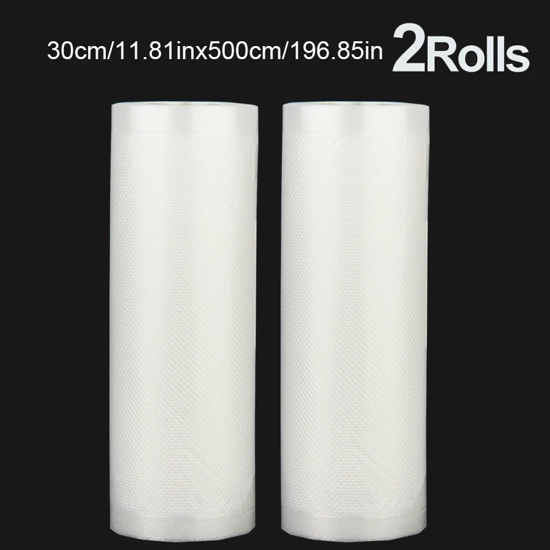 A set of 2 vacuum-sealed bags of the same size, with a length of 500CM, suitable for food storage vacuum low-temperature cooking