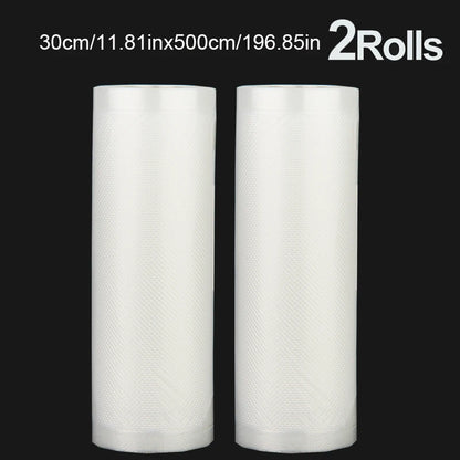 A set of 2 vacuum-sealed bags of the same size, with a length of 500CM, suitable for food storage vacuum low-temperature cooking