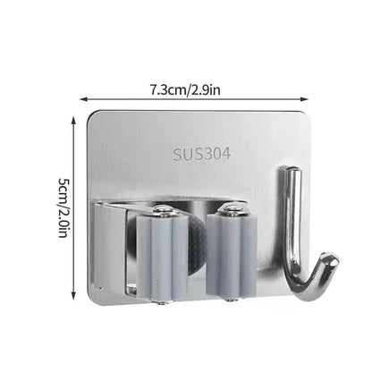 Adhesive Wall Multi-Purpose Hooks Mop & Broom Hanger Hook for Kitchen Bathroom Home Organizer - Easy Hanging No Drill Required