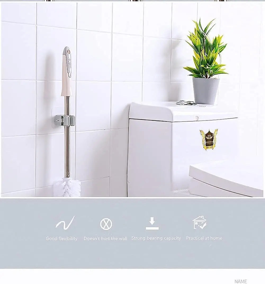 4Pcs Self Adhesive Mop Holder Broom Holder Wall Mounted White Mop And Broom Holder No Drill Wall Mounted Organizer Clip Wall Mou