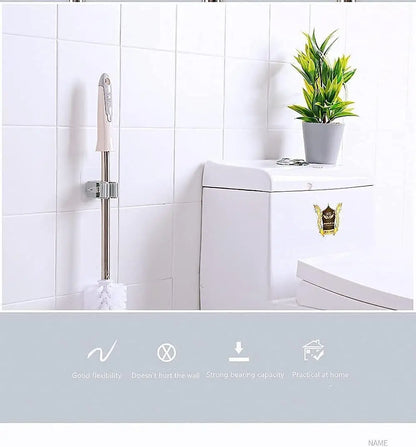 4Pcs Self Adhesive Mop Holder Broom Holder Wall Mounted White Mop And Broom Holder No Drill Wall Mounted Organizer Clip Wall Mou