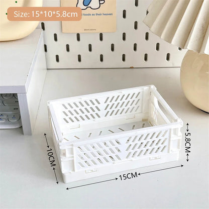Foldable Storage Box with Handles Collapsible Crate for Toys, Cosmetics & Desk Organization