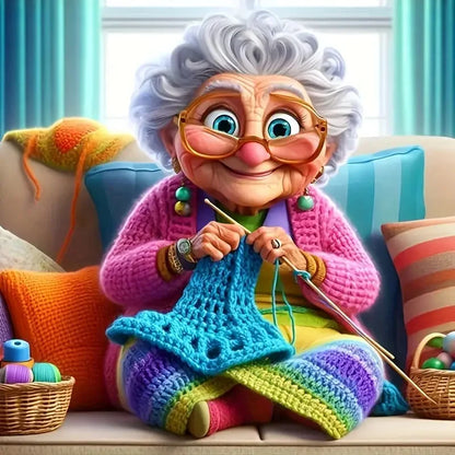 HUACAN Grandma Diamond Painting Old Lady Diamond Mosaic Colorful DIY 5D Wall Painting Home Decor