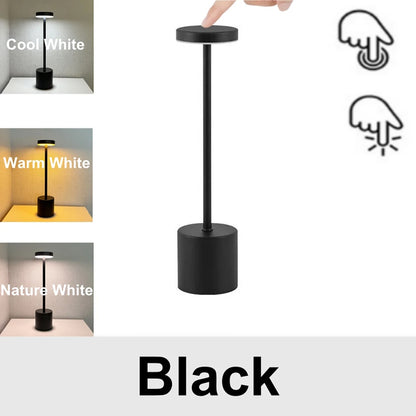 LED Classic Table Lamp USB Rechargeable Night Light Stepless Dimming Touch Desk Lamp 3 Colors Bedside Lamp Bar Hotel Decoration