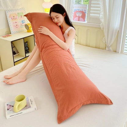 New solid-color washed double long pillowcases, couple pillowcases 48*100cm, 120cm, 150cm, 180cm (without core)
