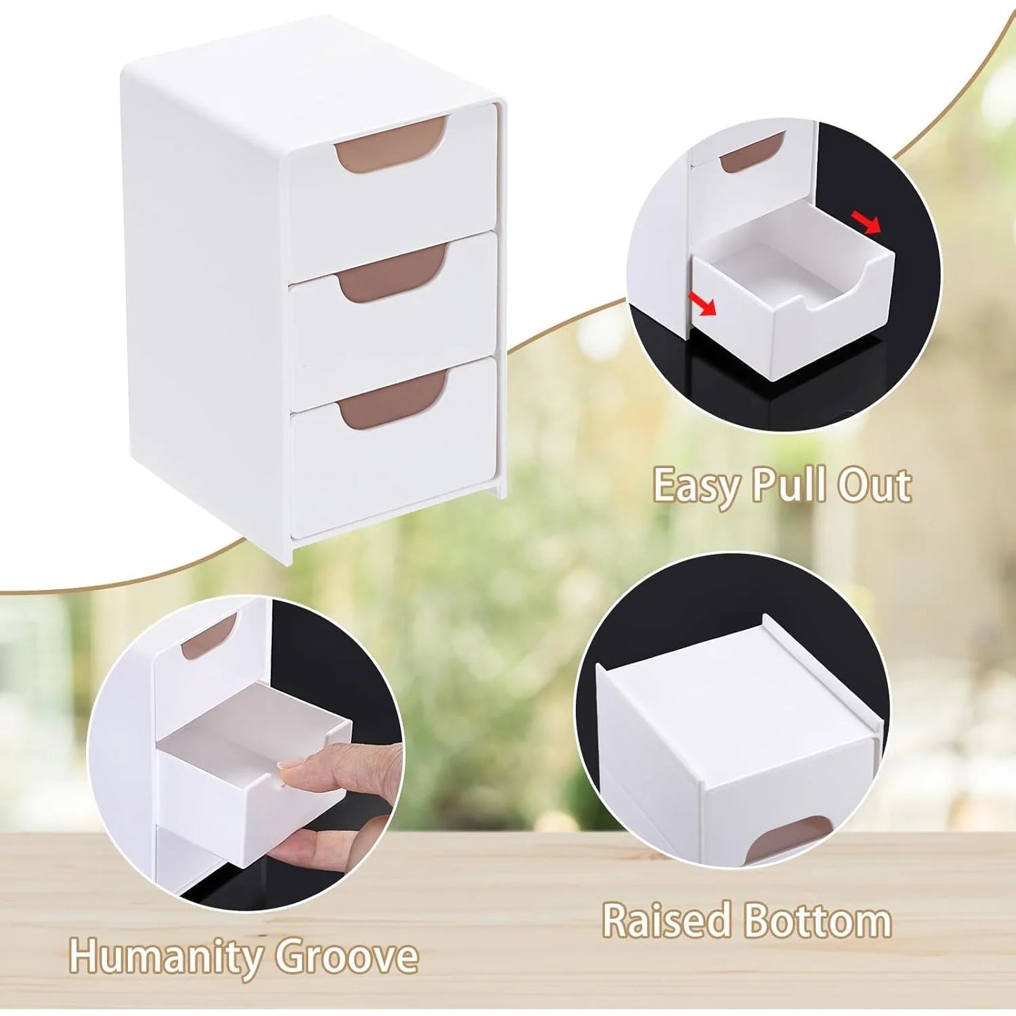 Multi-functional Drawer-style Storage Box 3-Tier Desktop Cosmetic Jewelry Organizer Office Snack Storage Box Portable Cabinet