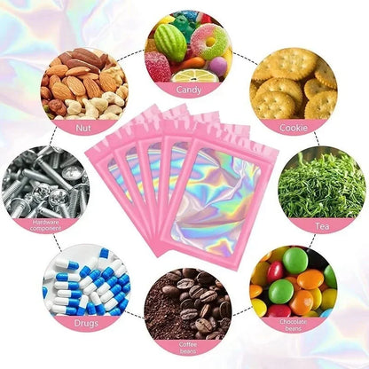 50/100PC Thicken Ziplock Bags Holographic Laser Color Plastic Pouch For DIY Jewelry Retail Storage Pouch Zip Lock Bag NO Hole