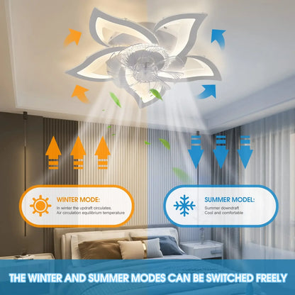 IRALAN Ceiling Fan with Lights,Modern Dimmable Flower Shape, Remote Control/app Control,Timing 6 Gear Speeds Fan Ceiling Lamp