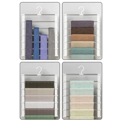 Multi-layer Pants Hanger Foldable Non-slip Clothes Rack Wardrobe Space Saving Organizer for Trousers Scarf Storage
