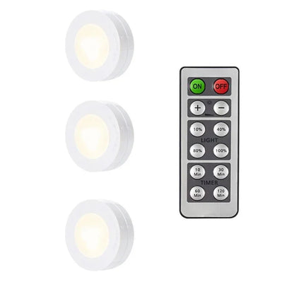 LED Puck Light Wireless Under Cabinet Lights with Remote Control Dimmable Battery Powered Night Lamp for Kitchen Closet Wardrobe