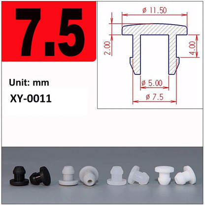 Silicone Rubber Caps T Type Plug Cover Snap-on Gasket Blanking End Seal Stopper 2.5mm-15mm Black/White/Gray/Transparent