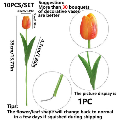 10PCS Artificial Flower Real Touch Tulip Scrapbooking Vase for Home Decor Wedding Garden Rose Arch Garland  Mother's Day Bouquet