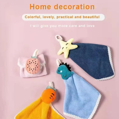 Coral Fleece Hangable Thicken Towel CartoonTowel Cute Absorbent Hand Towels Cleaning Cloth Rag Handkerchief