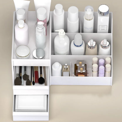 New Drawer Makeup Storage Box Dormitory Finishing Plastic Shelf Cosmetics Skin Care Dressing Table Desktop Makeup Storage Box