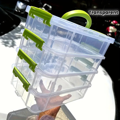 4-layer stackable transparent plastic storage box with lid, divided drawer organizer, suitable for hair accessories and jewelry