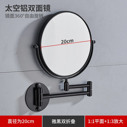 Bathroom Makeup Mirror Aluminum Black Gold Telescopic Mirror Folding Beauty Mirror Wall Hanging Double Sided Mirror Bathroom