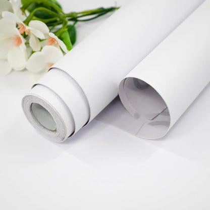 55cm Width Waterpoof Matte Wallpaper White Vinyl Self-Adhesive Stickers for Wall Furniture Livingroom Contact Paper Home Decor