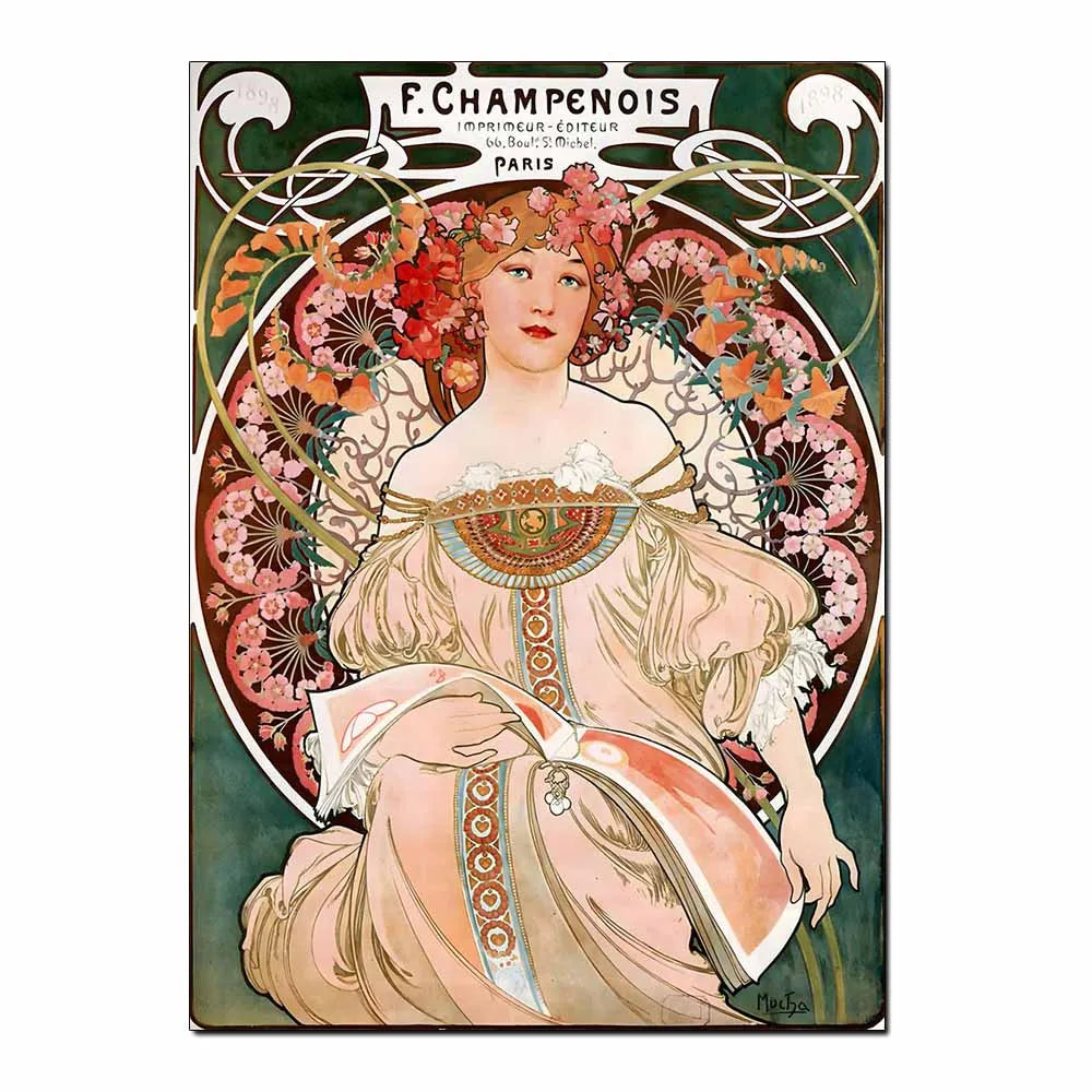 Art Nouveau Retro Poster Abstract Wallpaper Print Canvas Painting Wall Art Picture for Living Room Home Decor Aesthetic Mural