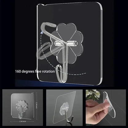20/10PCS Hook Self-Adhesive PVC Stainless Steel Transparent Multi-Purpose Wall Holder Door Rack Kitchen Storage Organizer Home