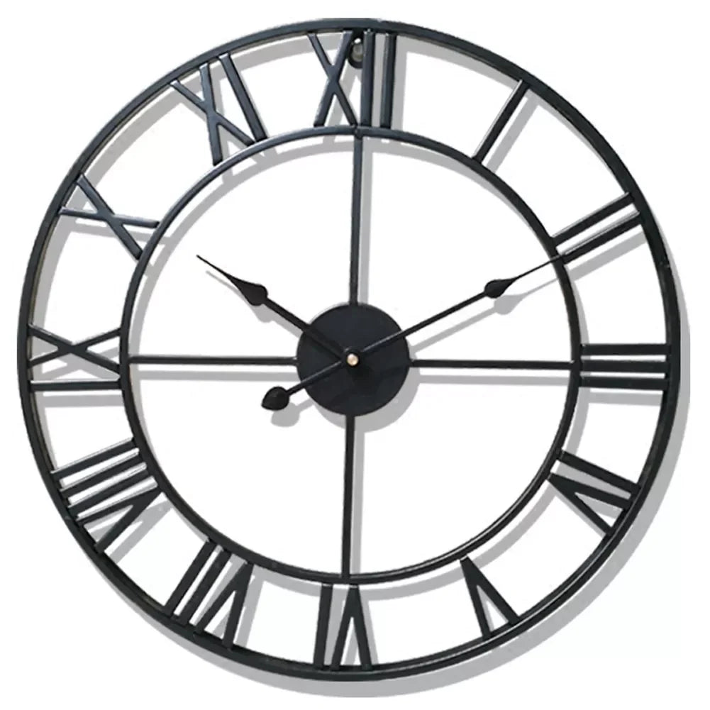 3D Roman Numerals Clock Iron Art Wall Hanging Clock Time Display Metal Silent Clock Room Arrangement Wall Ornament Home Decor