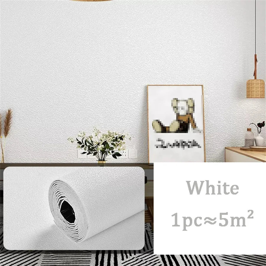 10m 3D Thicken self-adhesive wallpaper linen plain Diatom Mud wall stickers color decor renovation anti-collision Home Decor