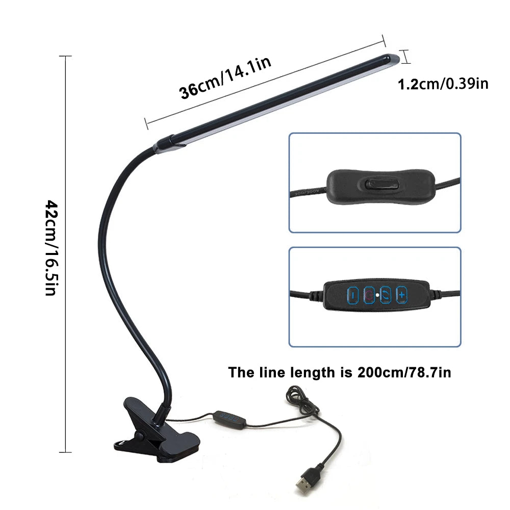 LED Eye-Caring Computer Monito Desk Lamp 10 Level Dimming 3 Color Mode Flexible LED Architect Table Light Reading Lamp for Home