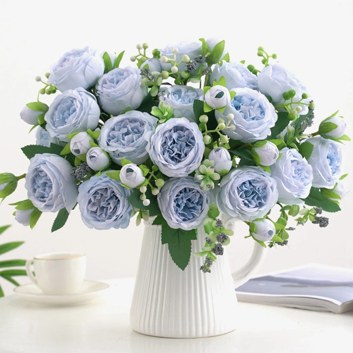 1 Bundle 5 Forks 9 Heads Artificial Peony Bouquet Home Decor Wedding Diy Festival Outdoor Furnishings Scrapbooking Bonsai Gifts