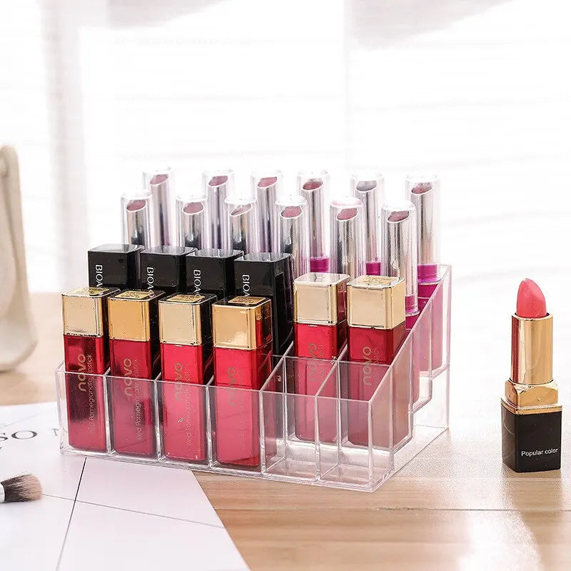 24 Grid Lipstick Holder Acrylic Cosmetics Storage Box Can Store And Sort Lipstick Nail Polish And Jewelry Display Rack